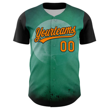 Custom Green Bay Orange-Black 3D Halloween Authentic Baseball Jersey