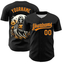 Charger l&#39;image dans la galerie, Custom Black Bay Orange-Steel Gray 3D Halloween Authentic Baseball Jersey
