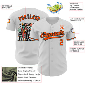 Custom White Orange-Black 3D Halloween Authentic Baseball Jersey