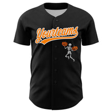 Laden Sie das Bild in den Galerie-Viewer, Custom Black Bay Orange-White 3D Halloween Authentic Baseball Jersey
