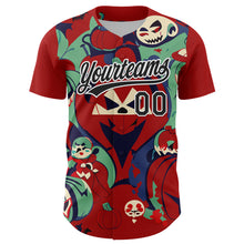 Загрузить изображение в средство просмотра галереи, Custom Red Black-White 3D Halloween Authentic Baseball Jersey
