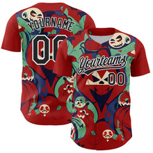 Загрузить изображение в средство просмотра галереи, Custom Red Black-White 3D Halloween Authentic Baseball Jersey
