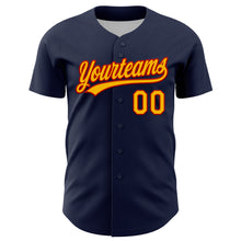 Загрузить изображение в средство просмотра галереи, Custom Navy Gold-Red 3D Halloween Authentic Baseball Jersey
