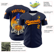 Загрузить изображение в средство просмотра галереи, Custom Navy Gold-Red 3D Halloween Authentic Baseball Jersey
