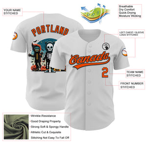 Custom White Orange-Black 3D Halloween Authentic Baseball Jersey