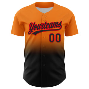 Custom Bay Orange Black-Fire Red 3D Halloween Authentic Baseball Jersey