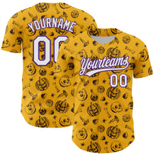 Charger l&#39;image dans la galerie, Custom Gold White-Purple 3D Halloween Authentic Baseball Jersey
