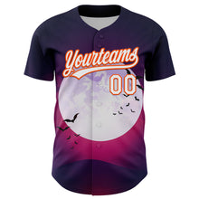 Загрузить изображение в средство просмотра галереи, Custom Purple White-Orange 3D Halloween Authentic Baseball Jersey
