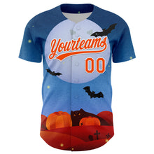 Загрузить изображение в средство просмотра галереи, Custom Blue Orange-White 3D Halloween Authentic Baseball Jersey
