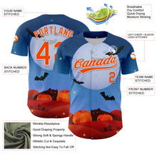 Загрузить изображение в средство просмотра галереи, Custom Blue Orange-White 3D Halloween Authentic Baseball Jersey
