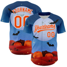 Загрузить изображение в средство просмотра галереи, Custom Blue Orange-White 3D Halloween Authentic Baseball Jersey
