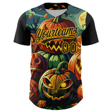 Загрузить изображение в средство просмотра галереи, Custom Black Gold 3D Halloween Authentic Baseball Jersey
