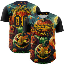 Загрузить изображение в средство просмотра галереи, Custom Black Gold 3D Halloween Authentic Baseball Jersey
