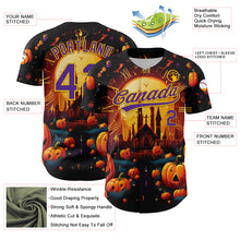 Загрузить изображение в средство просмотра галереи, Custom Black Purple-Yellow 3D Halloween Authentic Baseball Jersey
