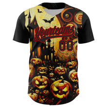 Laden Sie das Bild in den Galerie-Viewer, Custom Black Red 3D Halloween Authentic Baseball Jersey
