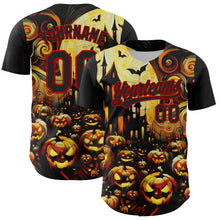 Laden Sie das Bild in den Galerie-Viewer, Custom Black Red 3D Halloween Authentic Baseball Jersey
