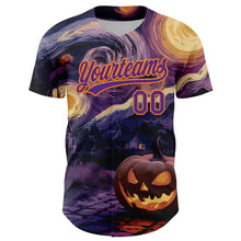 Загрузить изображение в средство просмотра галереи, Custom Purple Bay Orange 3D Halloween Authentic Baseball Jersey
