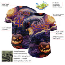 Загрузить изображение в средство просмотра галереи, Custom Purple Bay Orange 3D Halloween Authentic Baseball Jersey
