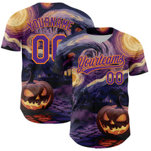 Загрузить изображение в средство просмотра галереи, Custom Purple Bay Orange 3D Halloween Authentic Baseball Jersey
