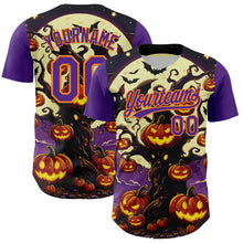 Загрузить изображение в средство просмотра галереи, Custom Purple Bay Orange 3D Halloween Authentic Baseball Jersey
