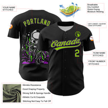 Загрузить изображение в средство просмотра галереи, Custom Black Neon Green-Purple 3D Halloween Authentic Baseball Jersey
