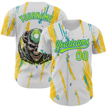 Загрузить изображение в средство просмотра галереи, Custom White Neon Green-Blue 3D Halloween Authentic Baseball Jersey
