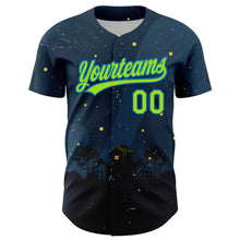 Загрузить изображение в средство просмотра галереи, Custom Navy Neon Green-Blue 3D Halloween Authentic Baseball Jersey
