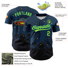 Загрузить изображение в средство просмотра галереи, Custom Navy Neon Green-Blue 3D Halloween Authentic Baseball Jersey
