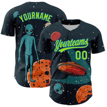 Загрузить изображение в средство просмотра галереи, Custom Navy Neon Green-Blue 3D Halloween Authentic Baseball Jersey
