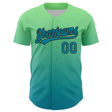 Загрузить изображение в средство просмотра галереи, Custom Pea Green Teal-Black 3D Halloween Authentic Baseball Jersey
