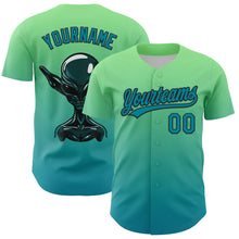 Загрузить изображение в средство просмотра галереи, Custom Pea Green Teal-Black 3D Halloween Authentic Baseball Jersey
