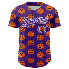 Загрузить изображение в средство просмотра галереи, Custom Purple White 3D Halloween Authentic Baseball Jersey
