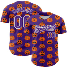 Загрузить изображение в средство просмотра галереи, Custom Purple White 3D Halloween Authentic Baseball Jersey
