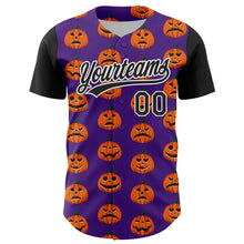 Загрузить изображение в средство просмотра галереи, Custom Purple Black-White 3D Halloween Authentic Baseball Jersey
