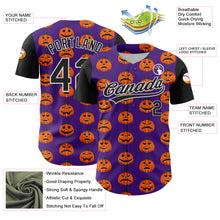 Загрузить изображение в средство просмотра галереи, Custom Purple Black-White 3D Halloween Authentic Baseball Jersey
