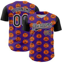 Загрузить изображение в средство просмотра галереи, Custom Purple Black-White 3D Halloween Authentic Baseball Jersey
