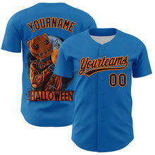 Загрузить изображение в средство просмотра галереи, Custom Blue Brown-Bay Orange 3D Halloween Authentic Baseball Jersey
