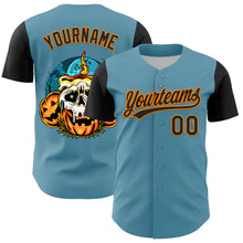 Загрузить изображение в средство просмотра галереи, Custom Shadow Blue Black-Bay Orange 3D Halloween Authentic Baseball Jersey
