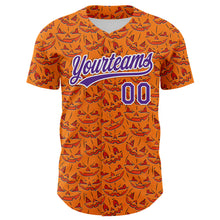 Laden Sie das Bild in den Galerie-Viewer, Custom Bay Orange Purple-White 3D Halloween Authentic Baseball Jersey
