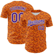 Laden Sie das Bild in den Galerie-Viewer, Custom Bay Orange Purple-White 3D Halloween Authentic Baseball Jersey
