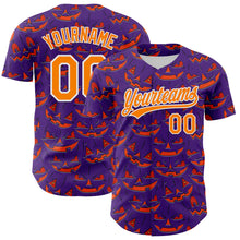 Загрузить изображение в средство просмотра галереи, Custom Purple Bay Orange-White 3D Halloween Authentic Baseball Jersey
