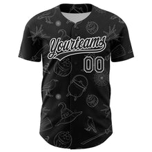 Laden Sie das Bild in den Galerie-Viewer, Custom Black White 3D Halloween Authentic Baseball Jersey
