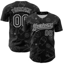 Laden Sie das Bild in den Galerie-Viewer, Custom Black White 3D Halloween Authentic Baseball Jersey
