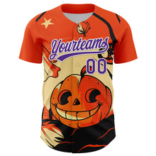 Load image into Gallery viewer, Custom Orange Purple-White 3D Halloween Authentic Baseball Jersey
