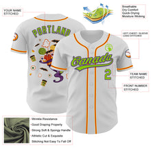 Load image into Gallery viewer, Custom White Neon Green Purple Gold-Red 3D Halloween Authentic Baseball Jersey
