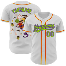 Load image into Gallery viewer, Custom White Neon Green Purple Gold-Red 3D Halloween Authentic Baseball Jersey
