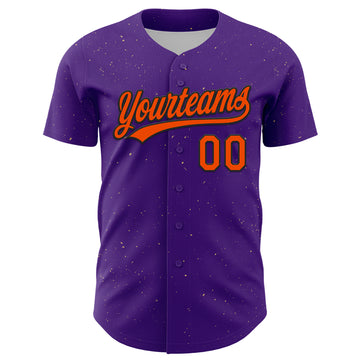 Custom Purple Orange-Black 3D Halloween Authentic Baseball Jersey