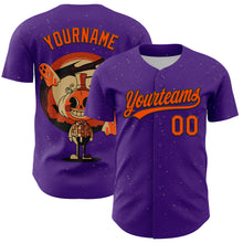 Загрузить изображение в средство просмотра галереи, Custom Purple Orange-Black 3D Halloween Authentic Baseball Jersey
