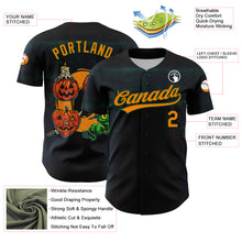 Laden Sie das Bild in den Galerie-Viewer, Custom Black Bay Orange-Green 3D Halloween Authentic Baseball Jersey
