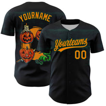 Charger l&#39;image dans la galerie, Custom Black Bay Orange-Green 3D Halloween Authentic Baseball Jersey
